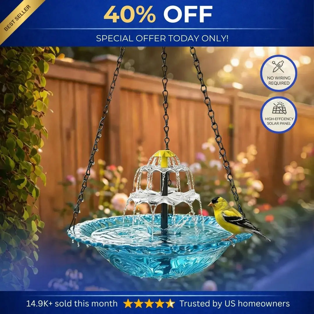 ✨Special Offer Today Only!  Solar Cascade Hanging Bird Bath Fountain Norvantar