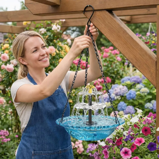 ✨Special Offer Today Only!  Solar Cascade Hanging Bird Bath Fountain Norvantar