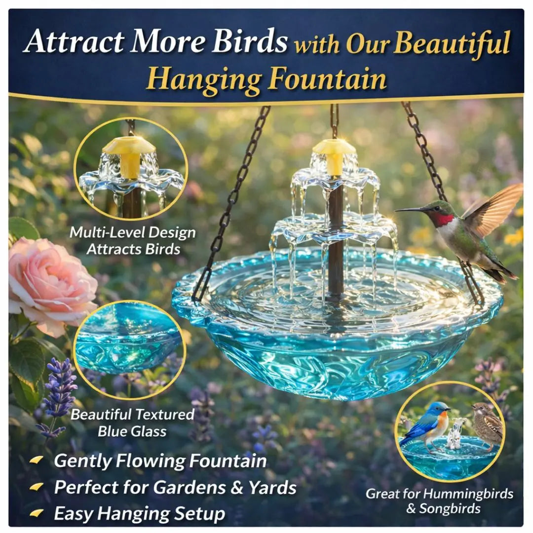 ✨Special Offer Today Only!  Solar Cascade Hanging Bird Bath Fountain Norvantar