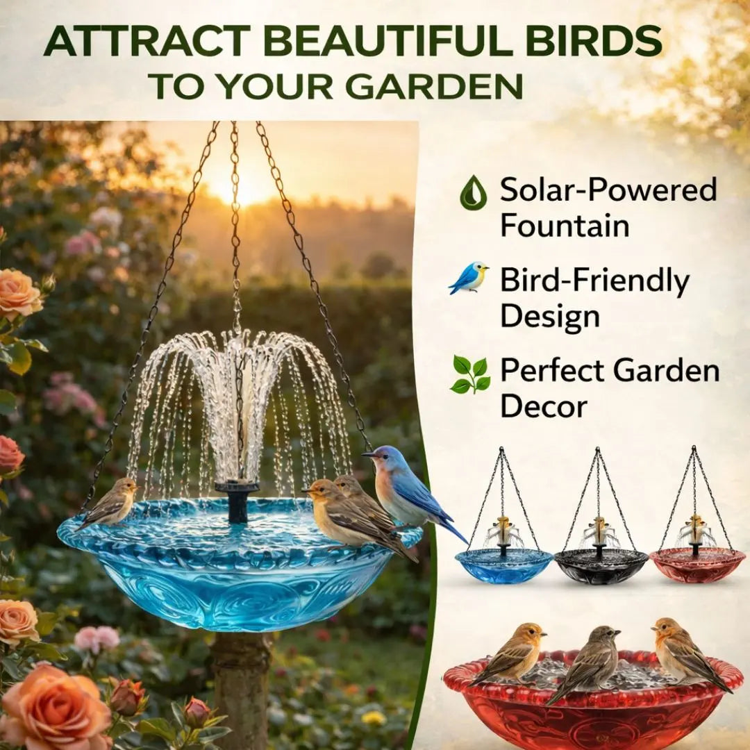 ✨Special Offer Today Only!  Solar Cascade Hanging Bird Bath Fountain Norvantar