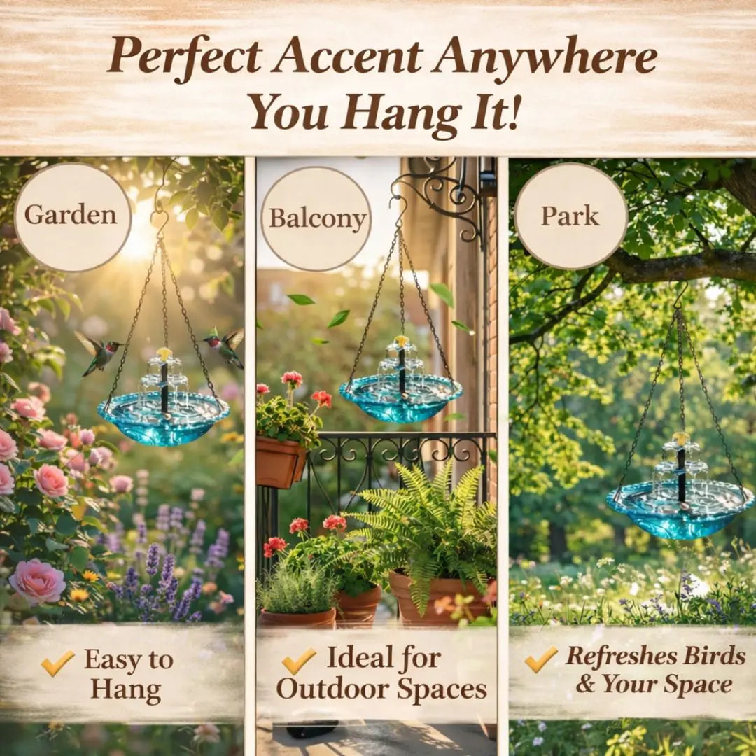 ✨Special Offer Today Only!  Solar Cascade Hanging Bird Bath Fountain Norvantar