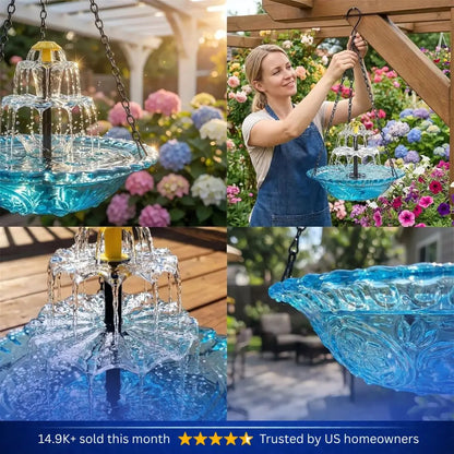 ✨Special Offer Today Only!  Solar Cascade Hanging Bird Bath Fountain Norvantar