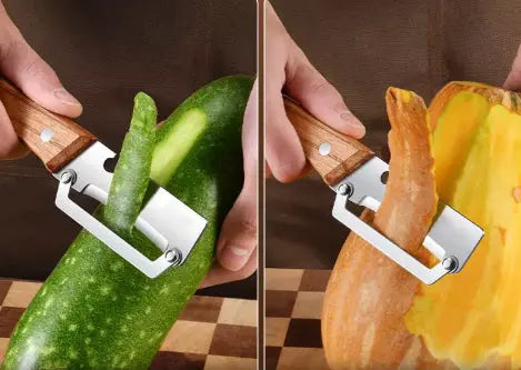 Wooden-Handled Stainless Steel Sharp Peeler with Built-In Bottle Opener for Fruits & Vegetables Norvantar