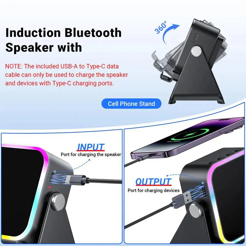 5-in-1 Induction Bluetooth Speaker Stand with RGB Ambient Light Norvantar