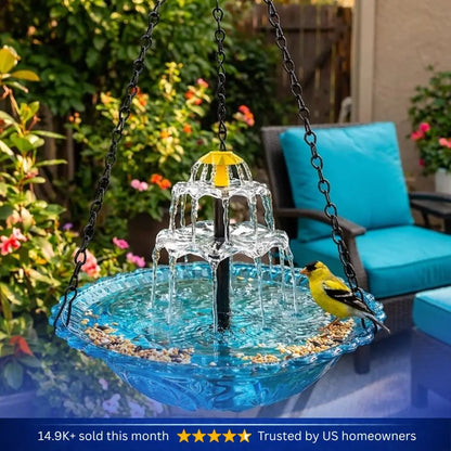 ✨Special Offer Today Only!  Solar Cascade Hanging Bird Bath Fountain Norvantar