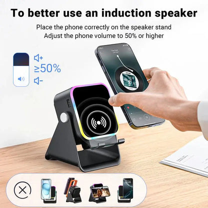 5-in-1 Induction Bluetooth Speaker Stand with RGB Ambient Light Norvantar