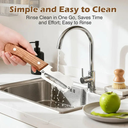 Wooden-Handled Stainless Steel Sharp Peeler with Built-In Bottle Opener for Fruits & Vegetables - Norvantar