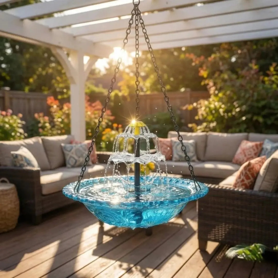 ✨Special Offer Today Only!  Solar Cascade Hanging Bird Bath Fountain Norvantar
