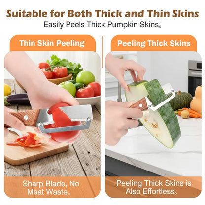 Wooden-Handled Stainless Steel Sharp Peeler with Built-In Bottle Opener for Fruits & Vegetables - Norvantar