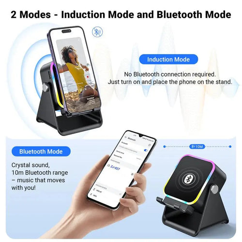 5-in-1 Induction Bluetooth Speaker Stand with RGB Ambient Light Norvantar